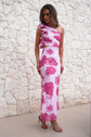 Lucía™ | Vestido Largo Asimétrico con Diseño Floral Elegante