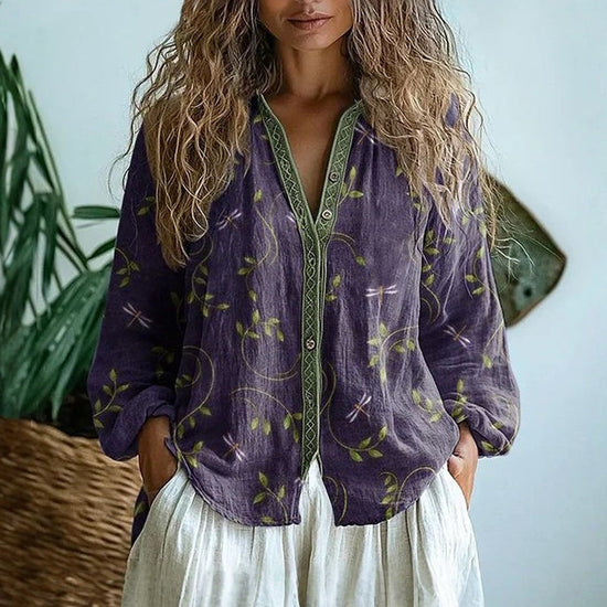 Amparo™ | Blusa con estampado de hojas vintage
