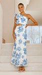 Lucía™ | Vestido Largo Asimétrico con Diseño Floral Elegante