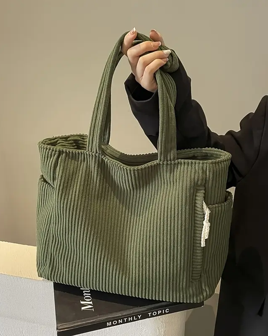 Tilda – Ribbed Shopper Bag with Cord Detail 👜