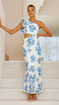 Lucía™ | Vestido Largo Asimétrico con Diseño Floral Elegante