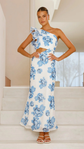 Lucía™ | Vestido Largo Asimétrico con Diseño Floral Elegante