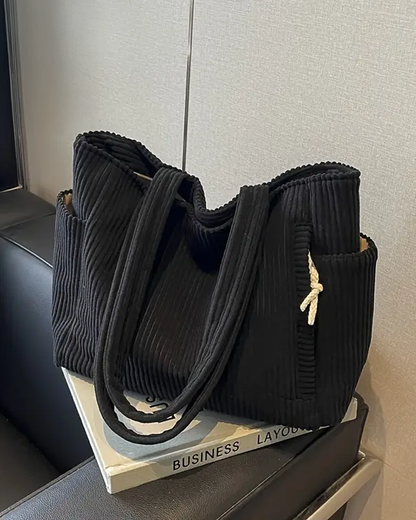 Tilda – Ribbed Shopper Bag with Cord Detail 👜