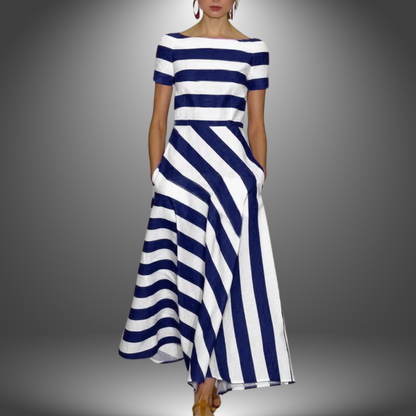 Amalia™ – Vestido Largo de Rayas Hecho a Mano