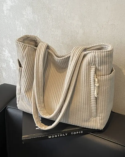 Tilda – Ribbed Shopper Bag with Cord Detail 👜
