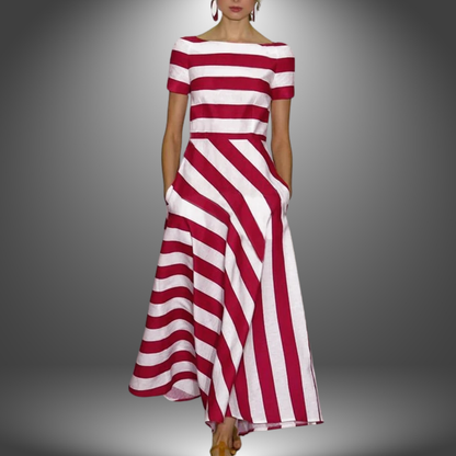 Amalia™ – Vestido Largo de Rayas Hecho a Mano