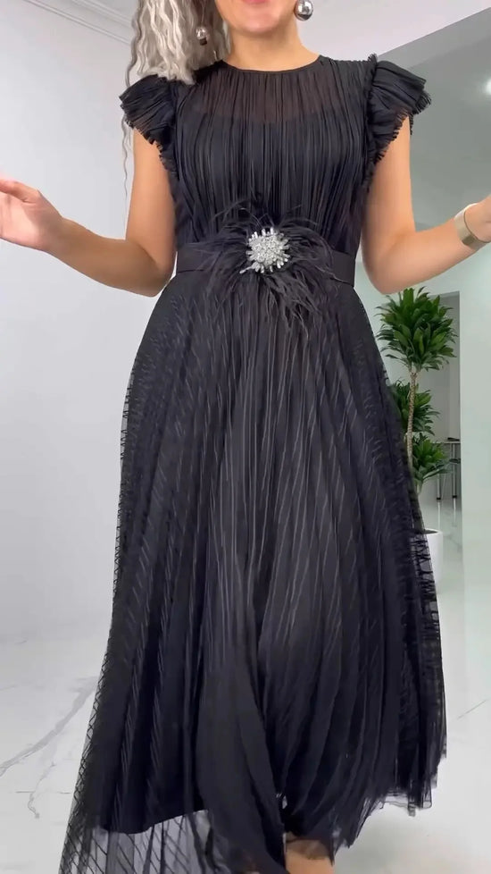 Amelia™ | Vestido Largo Elegante de Gasa con Cintura Entallada