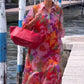 Alba™ | Vestido de Gasa Floral en Rojo Intenso