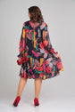 Linda™ | Vestido Midi de Gasa con Estampado Floral Audaz