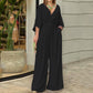 Amelia™ | Mono Elegante con Pierna Ancha y Escote en V