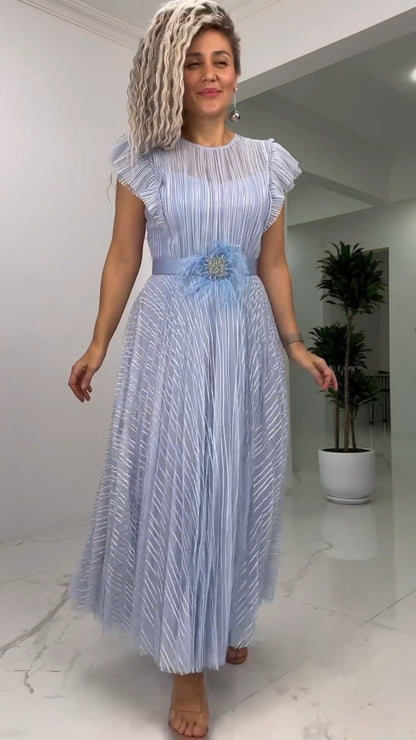 Amelia™ | Vestido Largo Elegante de Gasa con Cintura Entallada