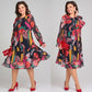 Linda™ | Vestido Midi de Gasa con Estampado Floral Audaz