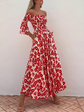 Sofía™ | Vestido Largo de Verano con Hombros Descubiertos y Estampado Artístico