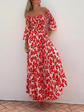 Sofía™ | Vestido Largo de Verano con Hombros Descubiertos y Estampado Artístico