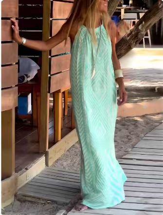 Luna – Vestido Largo Boho de Verano con Estampado Geométrico