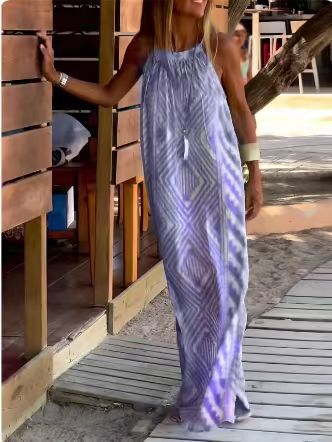 Luna – Vestido Largo Boho de Verano con Estampado Geométrico