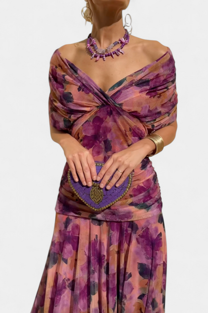 Alondra – Vestido Largo Floral de Ensueño con Escote en V