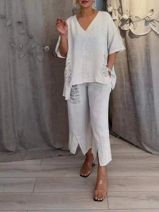 Lucía™ | Conjunto de Verano con Escote en V y Lentejuelas