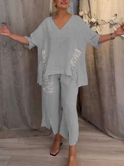 Lucía™ | Conjunto de Verano con Escote en V y Lentejuelas