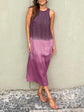 Aitana™ | Vestido Largo de Lino y Algodón con Efecto Degradado