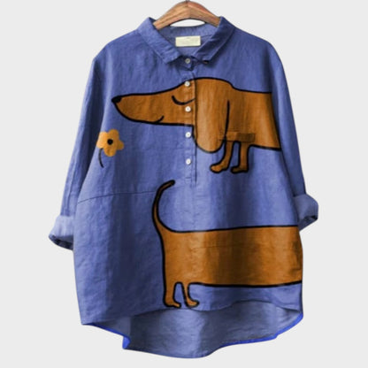 Amelia – Camisa Artística con Estilo Canino