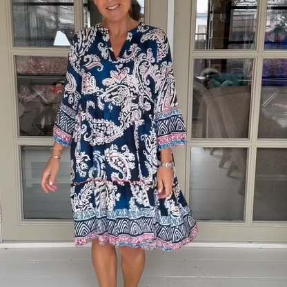 Viloura – Vestido Estampado con Escote en V