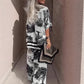 Conjunto Estampado con Blusa de Cuello en V + Pantalón Largo